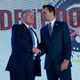 President Donald Trump (left) and Charlie Kirk (right, probably) at Turning Point USA’s Teen Student Action Summit in Washington, DC, on July 23, 2019.